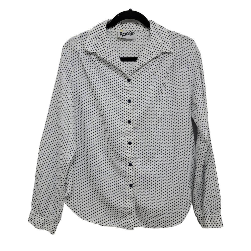 VTG Rogue Polka Dot Blouse Rockabilly Pin Up Medium 570